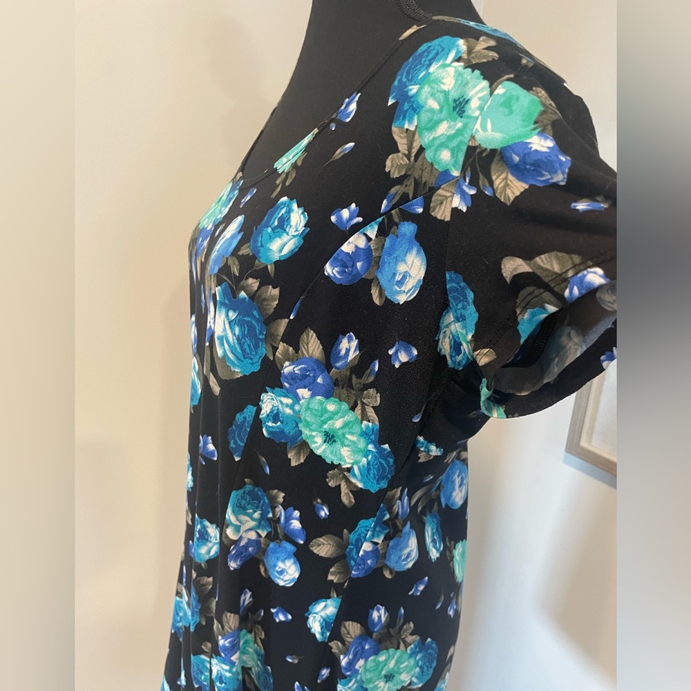 Lily Morgan Blue & Black Dark Floral Summer Dress With Back Cut-Out EUC - Picture 6 of 11